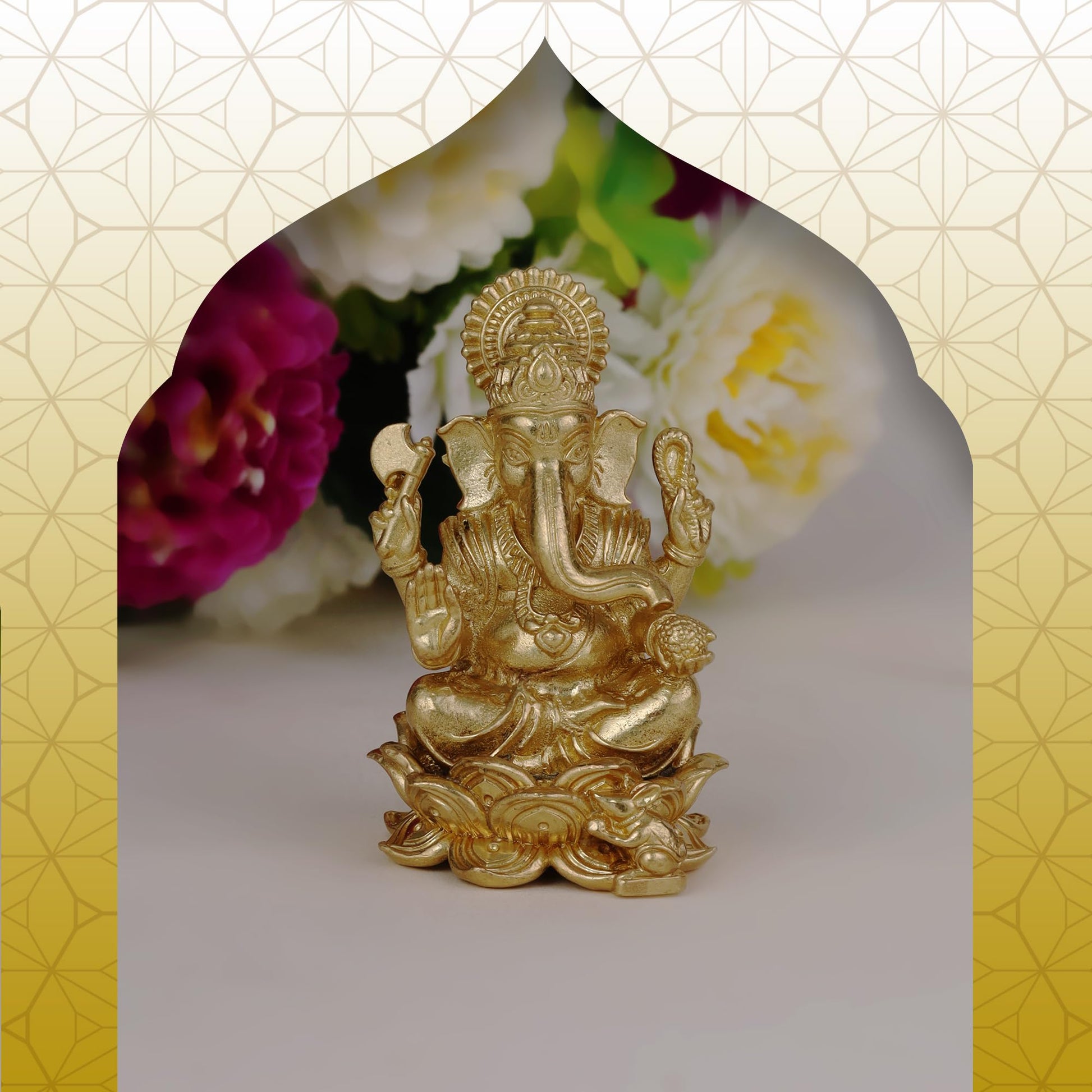 Saloni Fashion Jewellery Lord Ganesha and Lord Krishna Gold Plated Combo Set of 2 Idol/Murti Home And Office Decorative Gifting