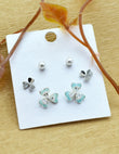 Saloni Fashion Jewellery Heart and Flower Design Combo of 3 Silver Plated Stud Earring For Women and Girls