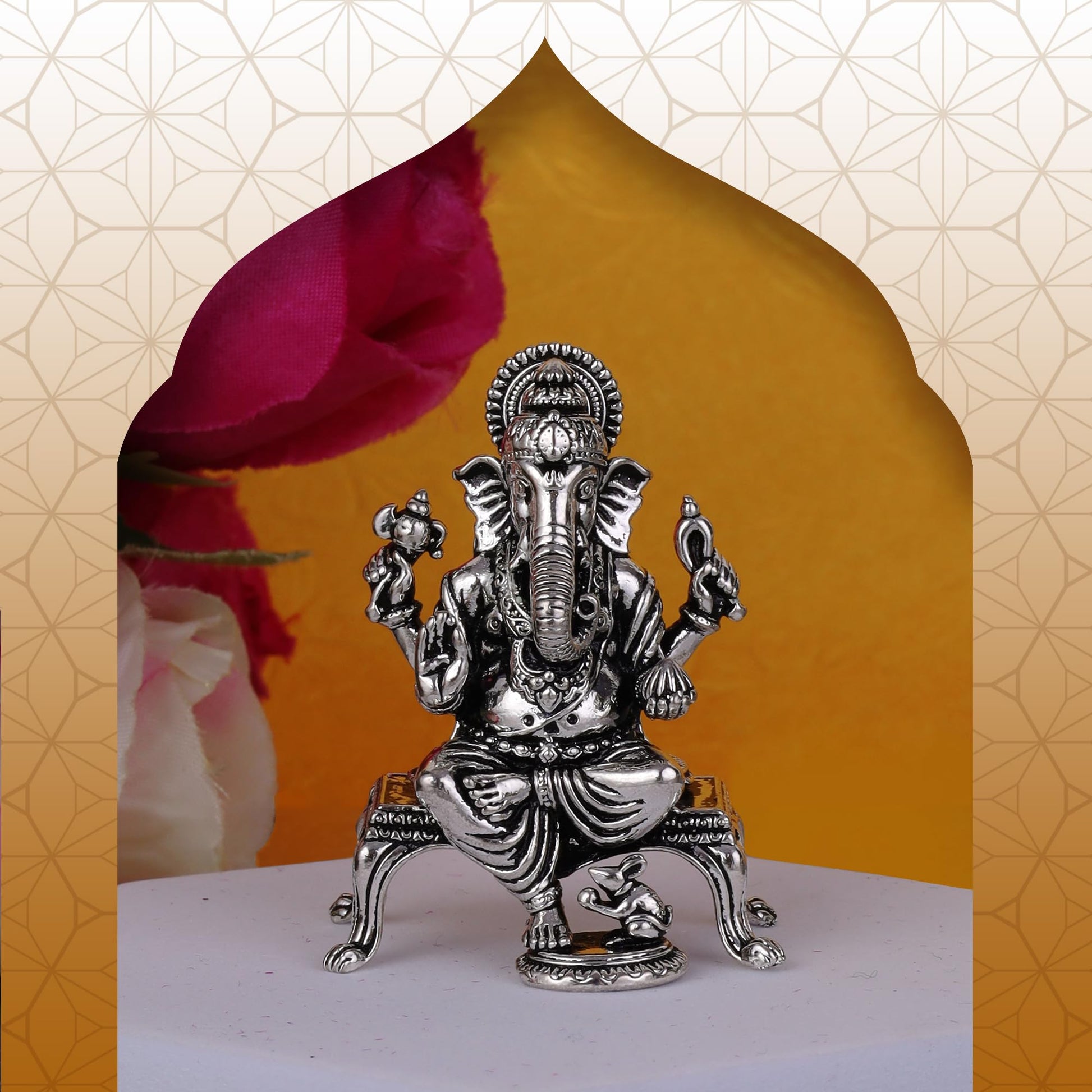 Saloni Fashion Jewellery Lord Ganesha Silver Gold plated Idol/Murti Home And Office Decorative Gifting