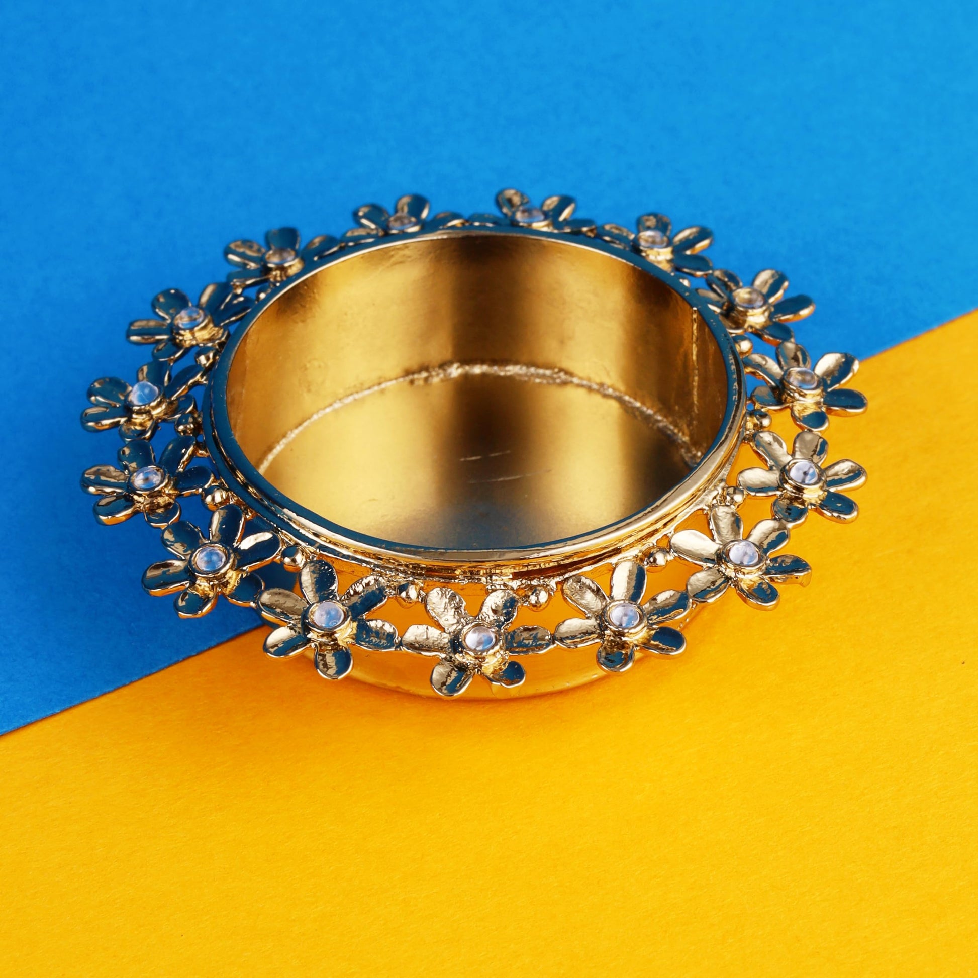 Saloni Fashion Jewellery Traditional Astonish Flower Design Brass Gold Plated Festival Decorative Deep / Diya