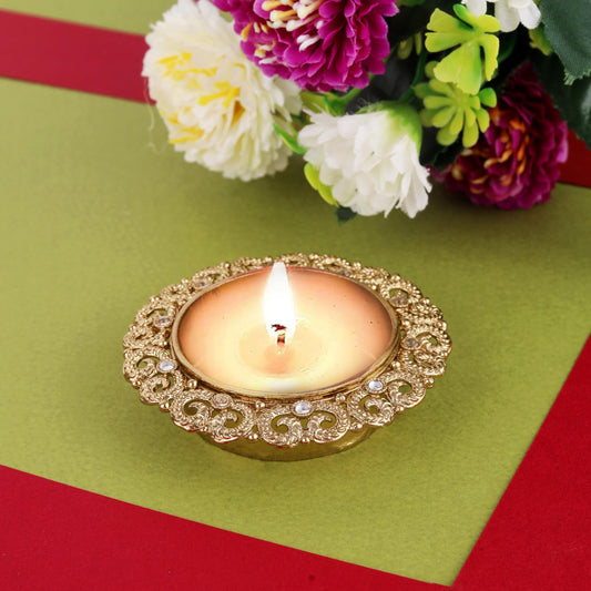 Saloni Fashion Jewellery Traditional Elegant Peacock Design Brass Gold Plated Festival Decorative Deep / Diya