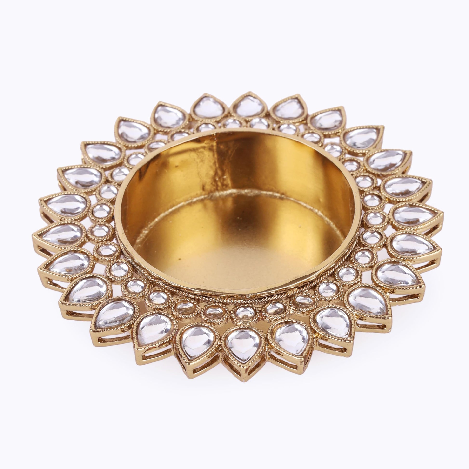 Saloni Fashion Jewellery Traditional Creative Oval and Round Shape Brass Gold Plated Festival Decorative Deep / Diya