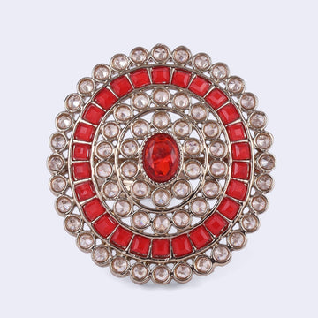 Saloni Fashion Jewellery Glorious Round Shape Gold Plated Adjustable Finger Ring For Women
