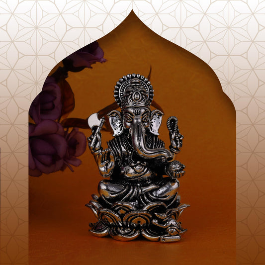 Saloni Fashion Jewellery Lord Ganesha Silver Gold plated Idol/Murti Home And Office Decorative Gifting