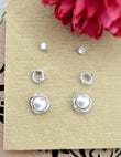 Saloni Fashion Jewellery Round Shape Mother of Pearl Combo of 3 Silver Plated Stud Earring For Women and Girls