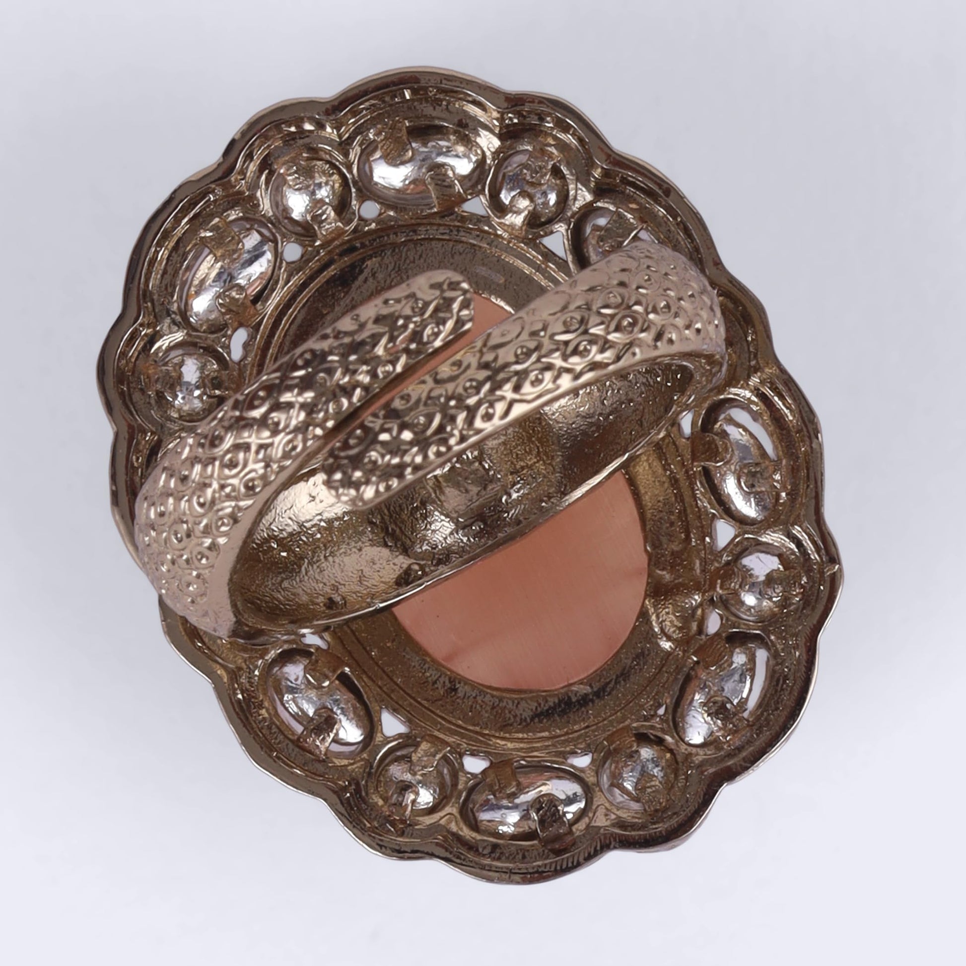 Saloni Fashion Jewellery Designer Round Shape Gold Plated Adjustable Finger Ring For Women and Girls