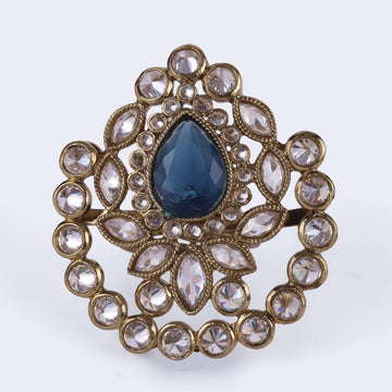 Saloni Fashion Jewellery Classy Oval Shape Gold Plated Adjustable Finger Ring For Women and Girls