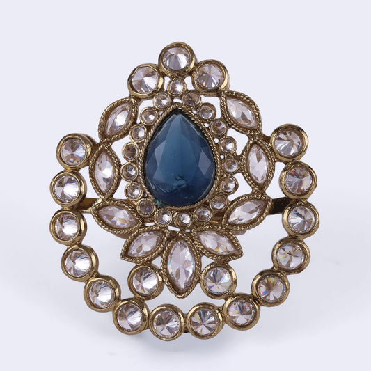Saloni Fashion Jewellery Classy Oval Shape Gold Plated Adjustable Finger Ring For Women and Girls