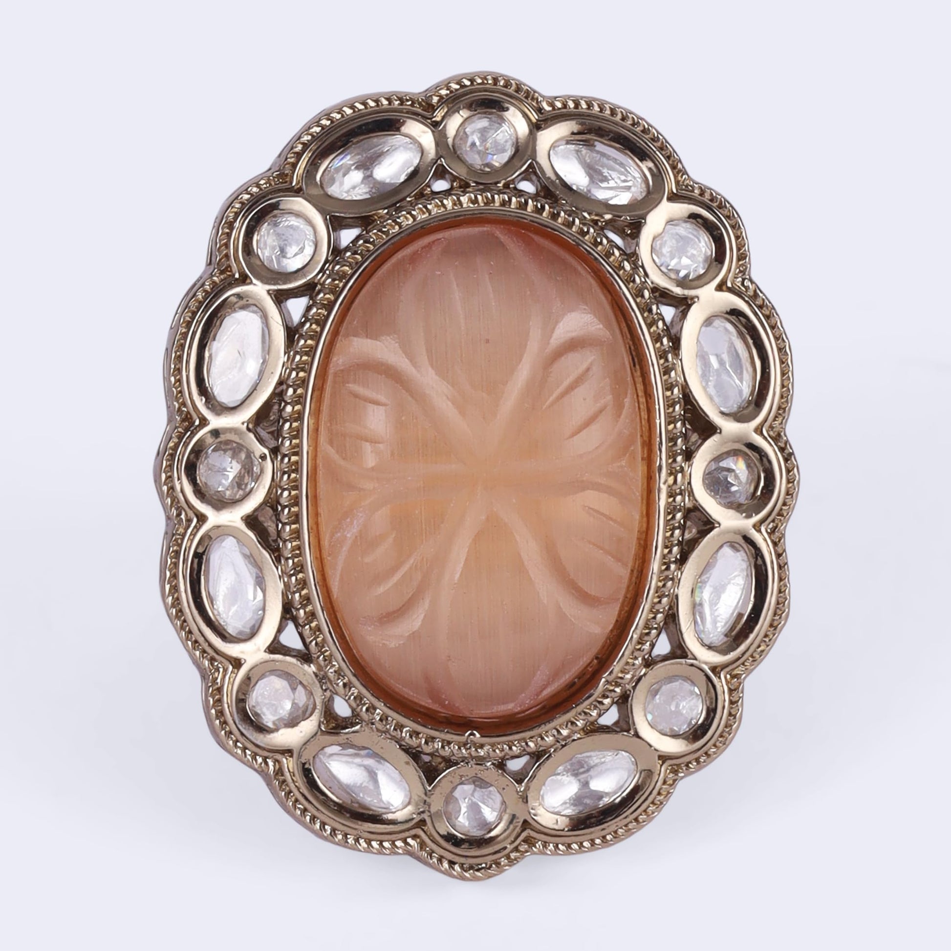Saloni Fashion Jewellery Designer Round Shape Gold Plated Adjustable Finger Ring For Women and Girls