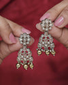 Pear and Round Shape Gold Plated Brown Kundan Stone Dangle Earring