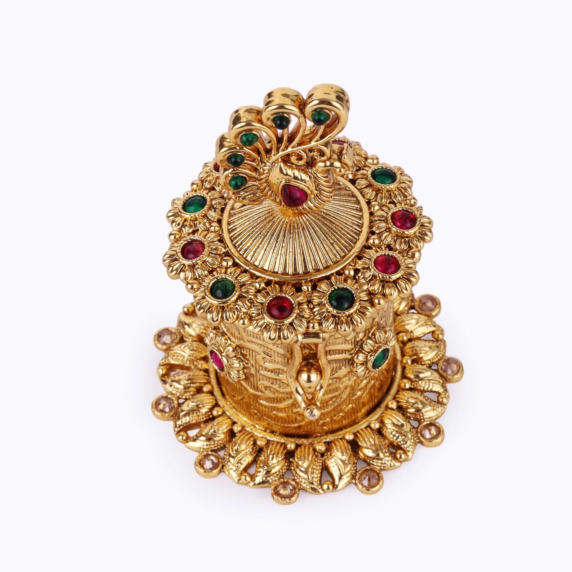 Saloni Fashion Jewellery Traditional Peacock Design Gold Plated Sindoor Dani/Dibbi For Women