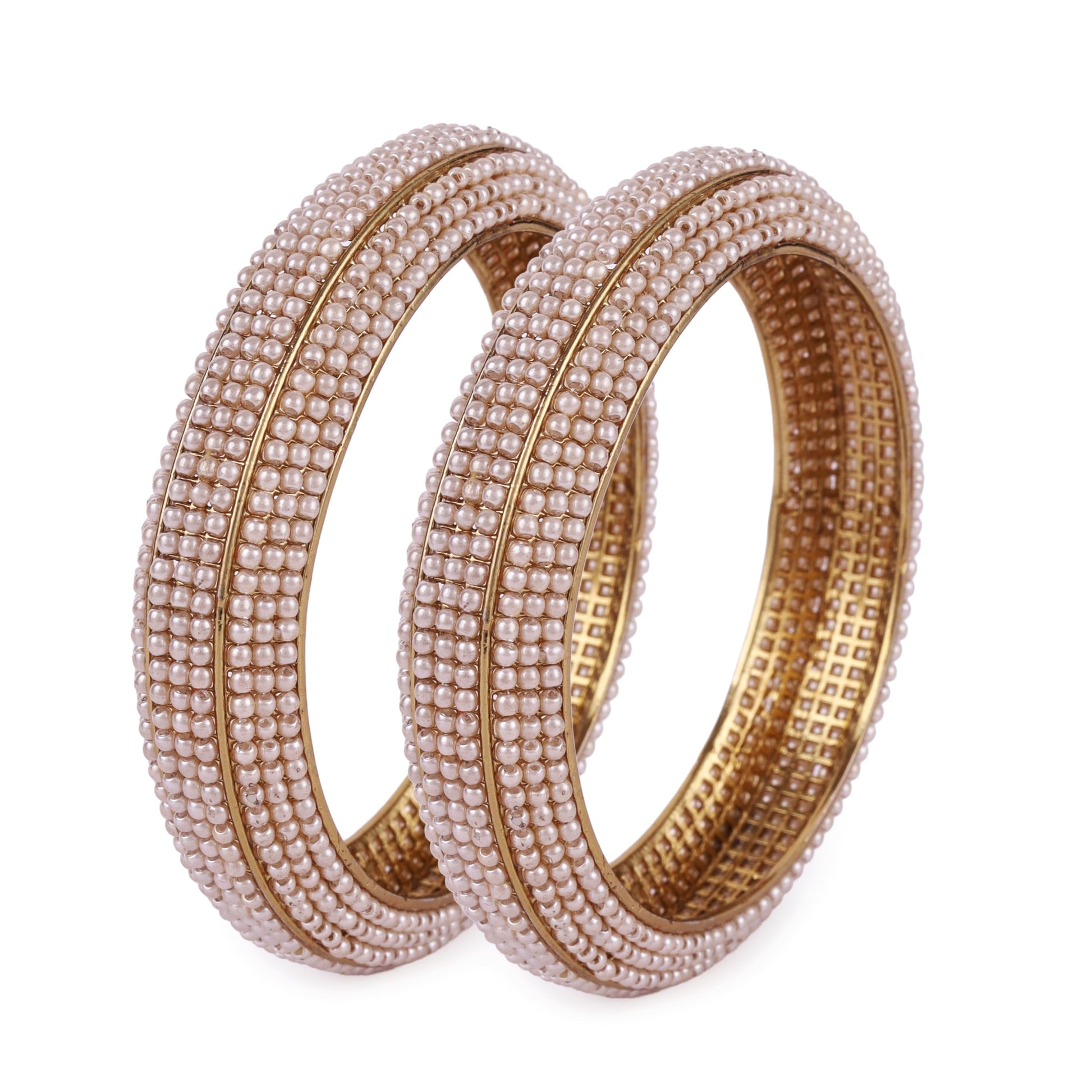 Saloni Fashion Jewellery Stylish Modish Gold Plated Pearl Set of 2 Bangles For Women