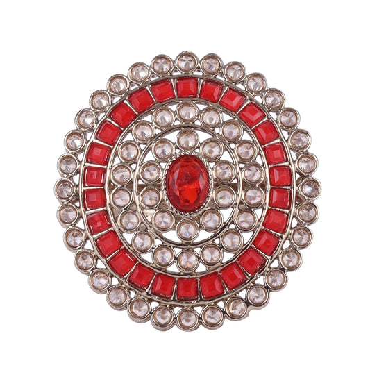 Saloni Fashion Jewellery Glorious Round Shape Gold Plated Adjustable Finger Ring For Women