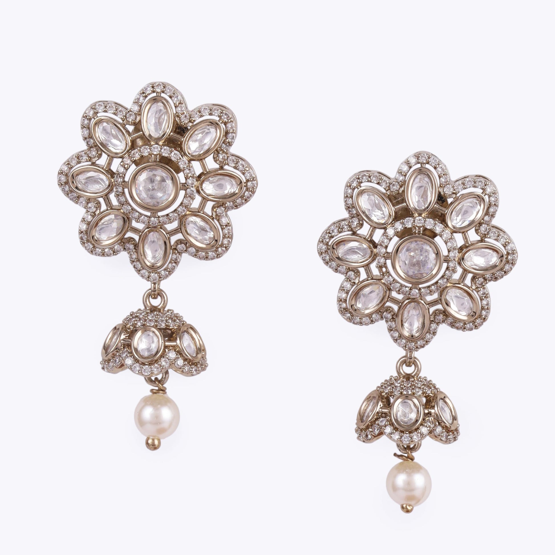 Saloni Fashion Jewellery Pretty Flower Design Gold Plated Dangle Earring For Women and Girls
