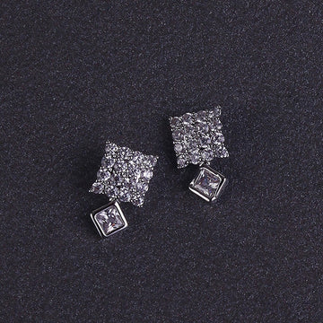 Saloni Fashion Jewellery Desirable Squire and Trangle Shape Silver Plated Stud Earring For Women
