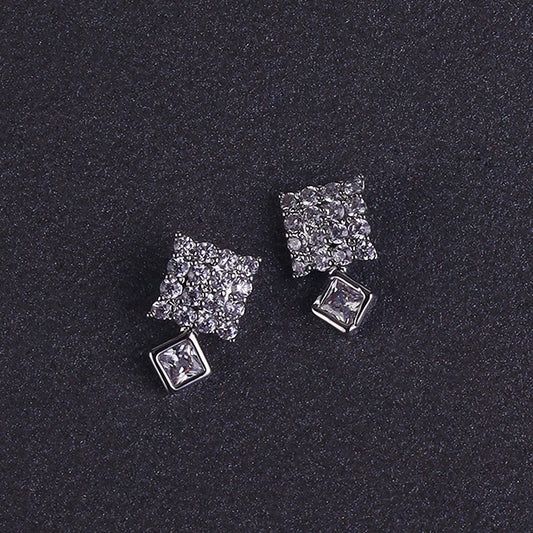 Saloni Fashion Jewellery Desirable Squire and Trangle Shape Silver Plated Stud Earring For Women