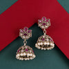 Flower Design Pink Uncut Kundan Stone Antique Gold Plated Jhumki Earring