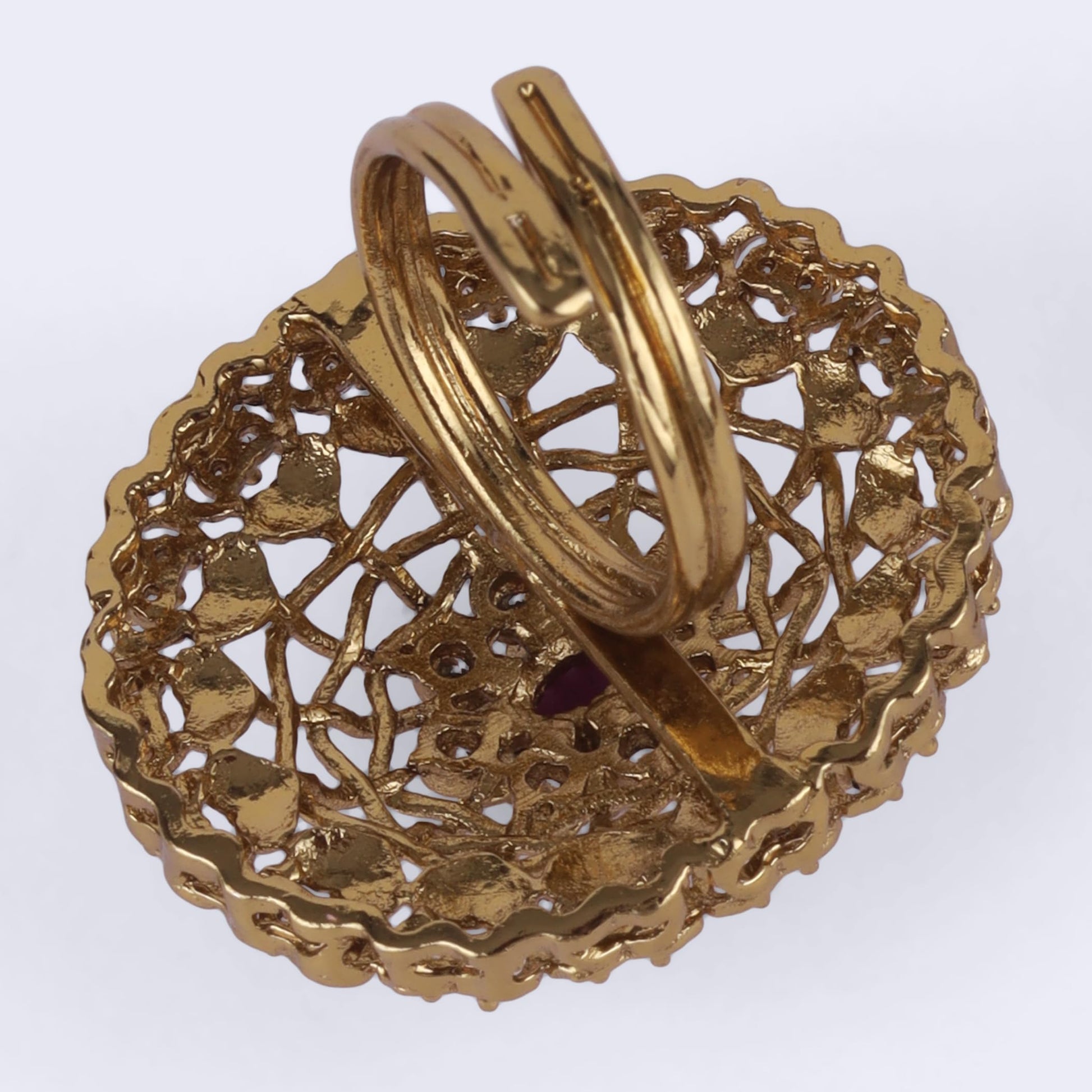Saloni Fashion Jewellery Contemporary Round Shape Gold Plated Adjustable Finger Ring For Women and Girls