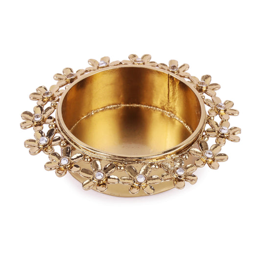 Saloni Fashion Jewellery Traditional Astonish Flower Design Brass Gold Plated Festival Decorative Deep / Diya