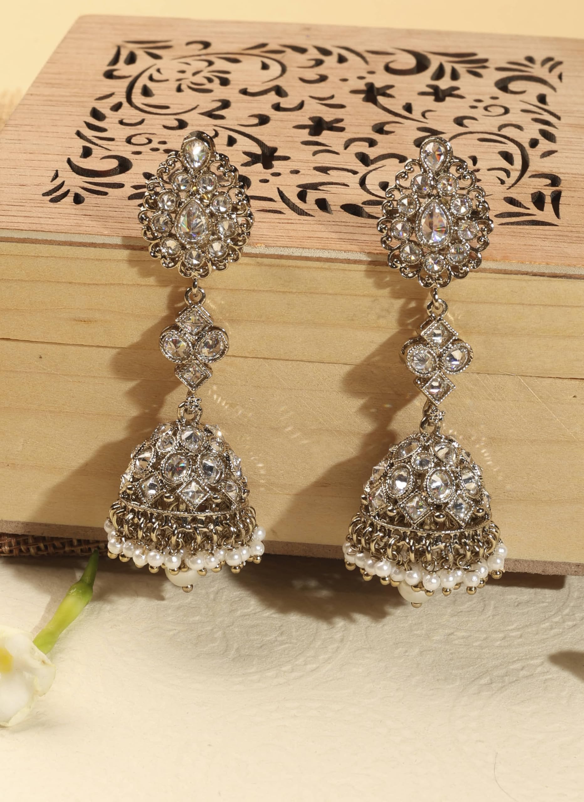 Saloni Fashion Jewellery Traditional Oval Shape Antique Gold Plated Brass Jhumki Earring For Women and Girls