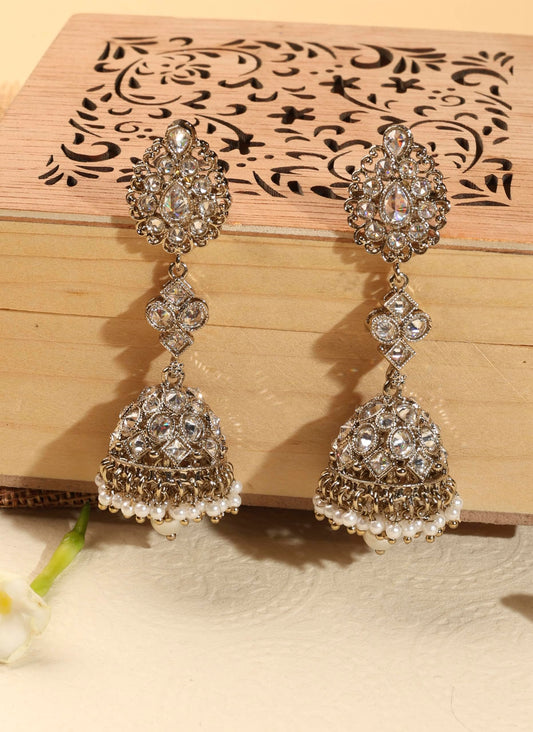 Saloni Fashion Jewellery Traditional Oval Shape Antique Gold Plated Brass Jhumki Earring For Women and Girls