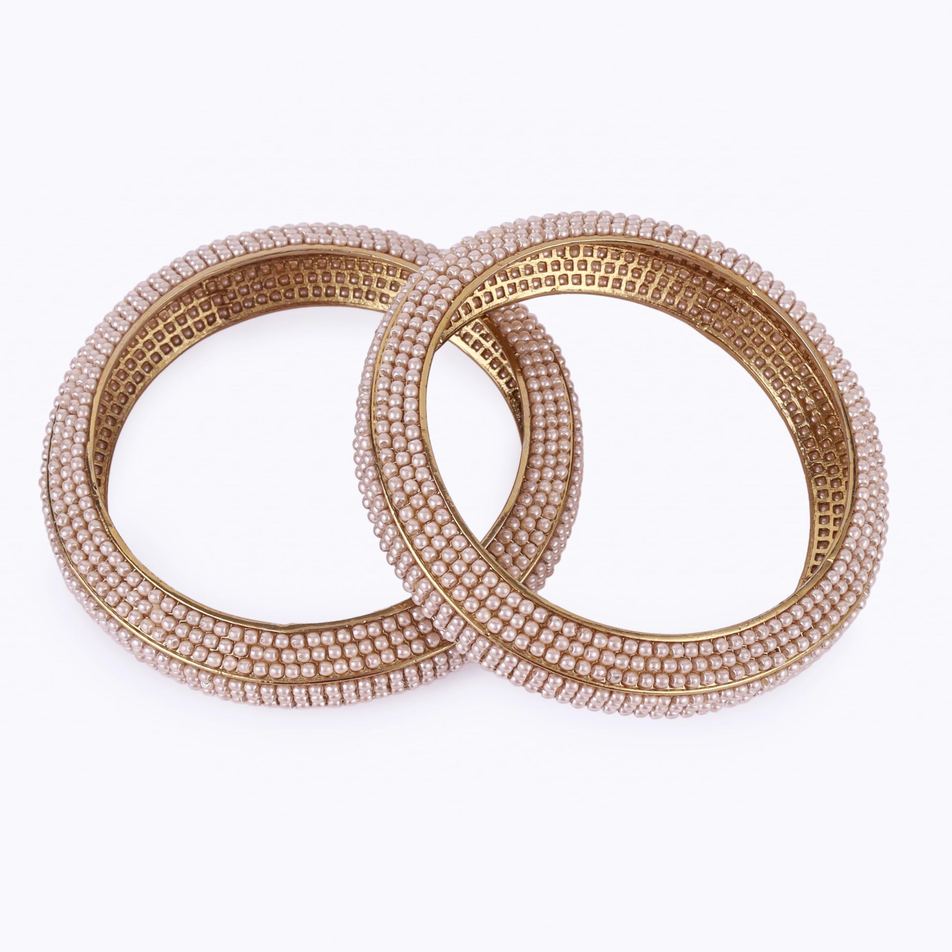 Saloni Fashion Jewellery Stylish Modish Gold Plated Pearl Set of 2 Bangles For Women