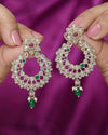 Pear and Flower Design Gold Plated Multi Kundan Stone Chandelier Earring
