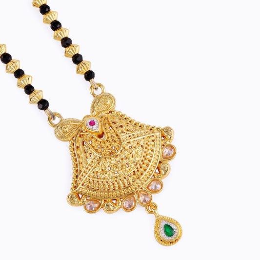 Saloni Fashion Jewellery Traditional Oval and Paisley Design Gold Plated Mangalsutra For Women