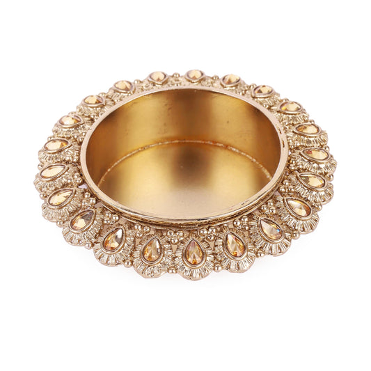 Saloni Fashion Jewellery Traditional Beautiful Round and Oval Shape Brass Gold Plated Festival Decorative Deep / Diya