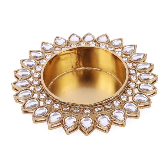 Saloni Fashion Jewellery Traditional Creative Oval and Round Shape Brass Gold Plated Festival Decorative Deep / Diya