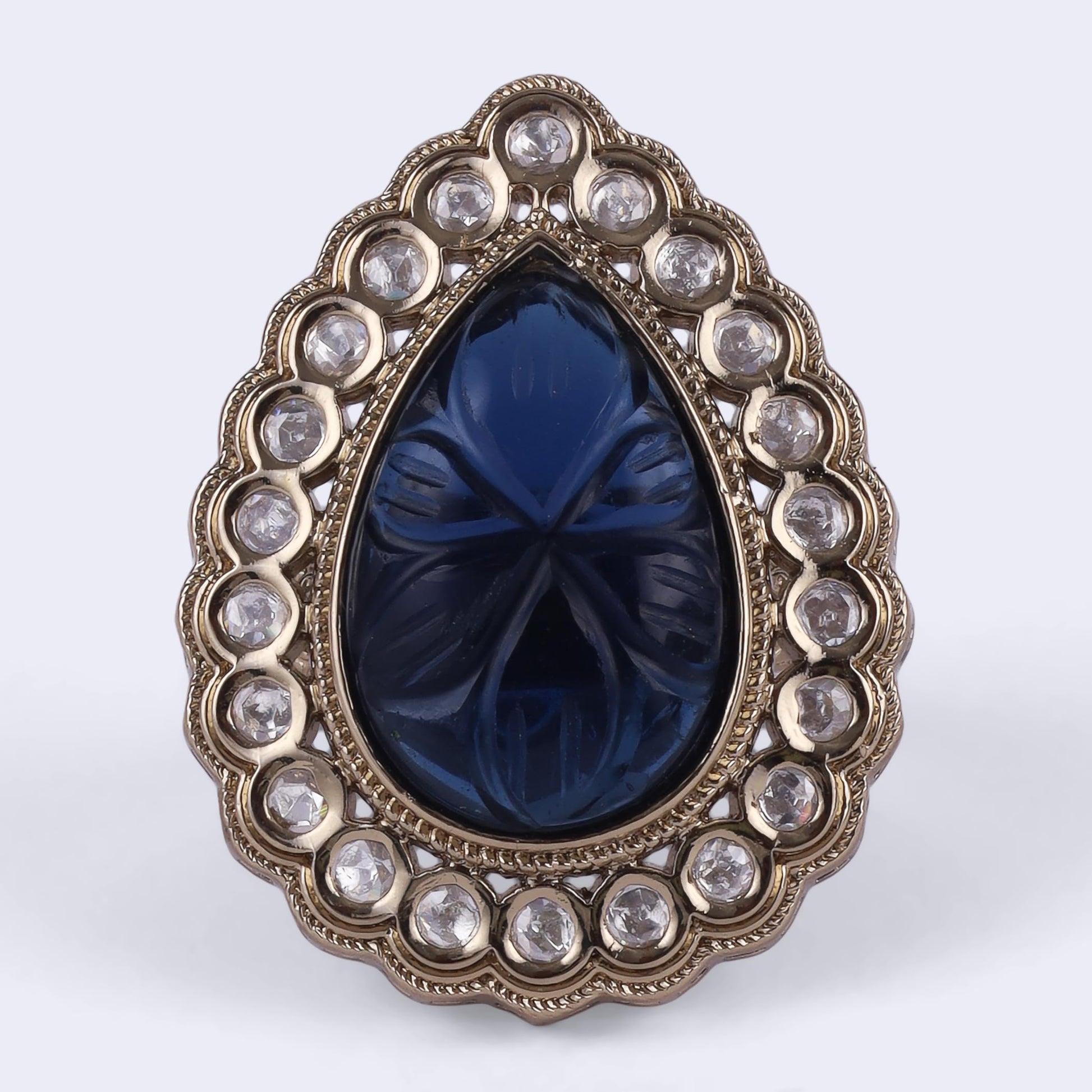 Saloni Fashion Jewellery Attractive Oval Shape Gold Plated Adjustable Finger Ring For Women and Girls