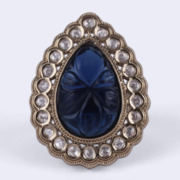 Saloni Fashion Jewellery Attractive Oval Shape Gold Plated Adjustable Finger Ring For Women and Girls