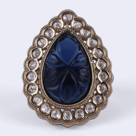 Saloni Fashion Jewellery Attractive Oval Shape Gold Plated Adjustable Finger Ring For Women and Girls