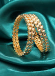 Saloni Fashion Jewellery Lavish Round Shape White Kundan Stone Gold Plated Set Of 4 Bangle Set For Women and Girls - view 4