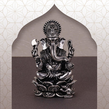 Saloni Fashion Jewellery Lord Ganesha Silver Gold plated Idol/Murti Home And Office Decorative Gifting