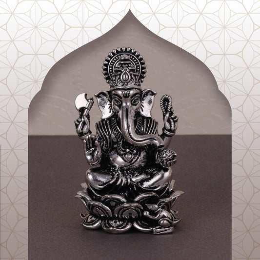 Saloni Fashion Jewellery Lord Ganesha Silver Gold plated Idol/Murti Home And Office Decorative Gifting