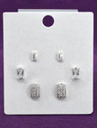 Saloni Fashion Jewellery Square Shape CZ Brass Silver Plated Set of 3 Combo Stud Earring For Women and Girls - view 4