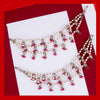 Designer Oval and Circle Shape 3 String Red Kundan Stone Pearl Antique Gold Plated Set Of 2 Ear-Chain (Kaanchain)