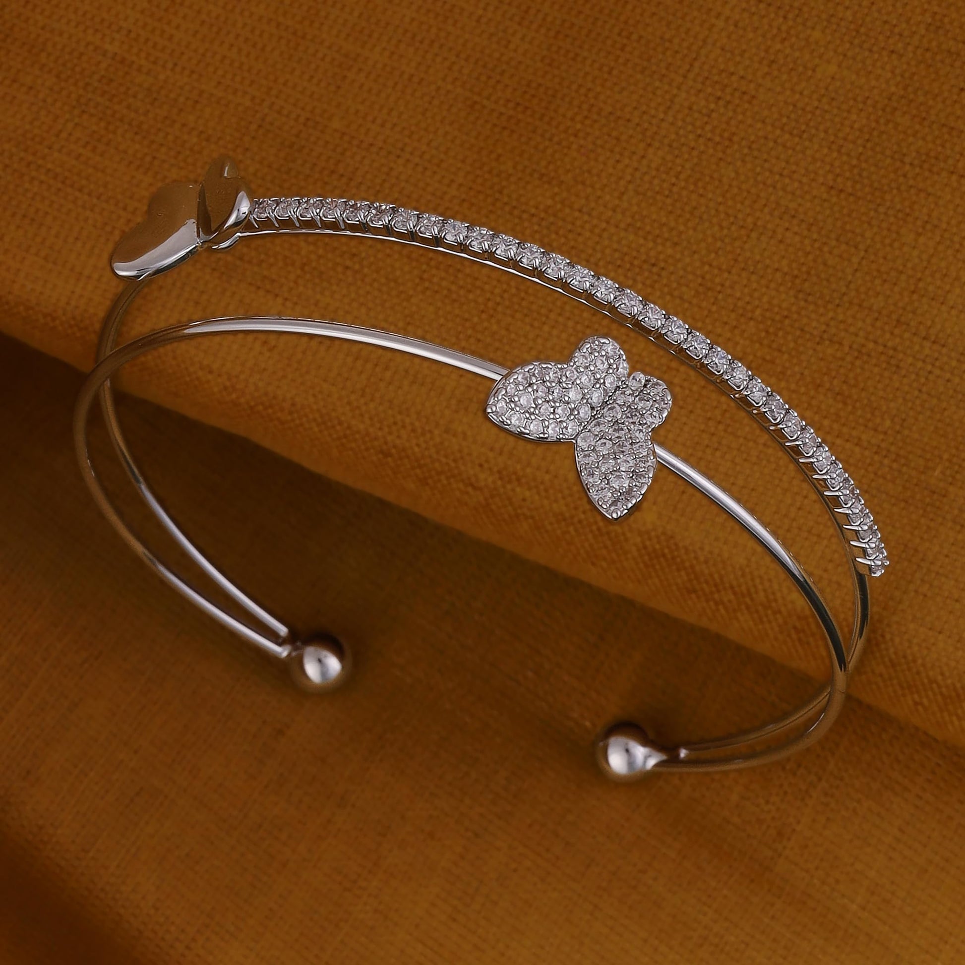 Saloni Fashion Jewellery Incredible Butterfly Silver Plated Adjustable Cuff Bracelet Kada For Women