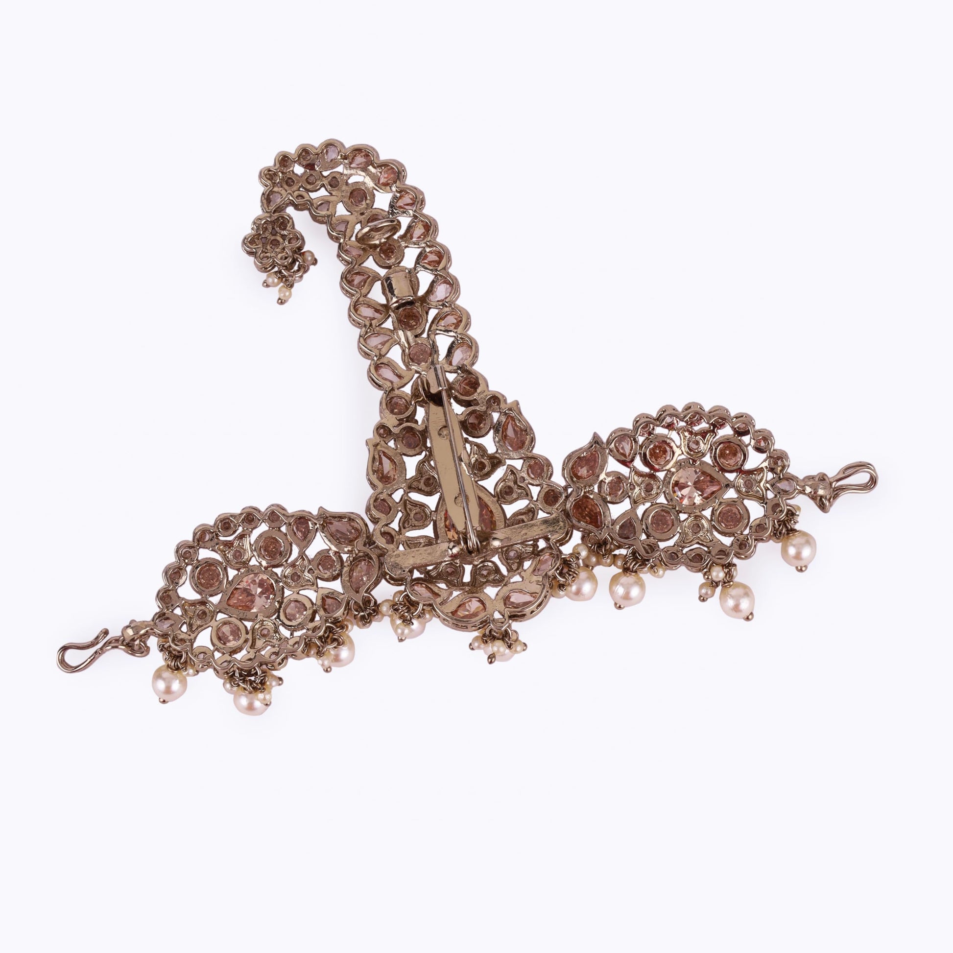 Saloni Fashion Jewellery Traditional Graceful Round and Paisley Design Gold Plated Pagdi Wedding Safa kalgi For Groom