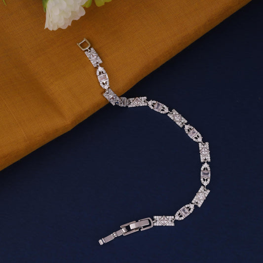 Saloni Fashion Jewellery Luxurious Square Shape Silver Plated Free Size Charm Bracelet For Women