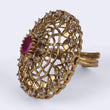 Saloni Fashion Jewellery Contemporary Round Shape Gold Plated Adjustable Finger Ring For Women and Girls - view 3