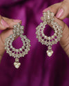 Pear and Flower Design Gold Plated Brown Kundan Stone Chandelier Earring