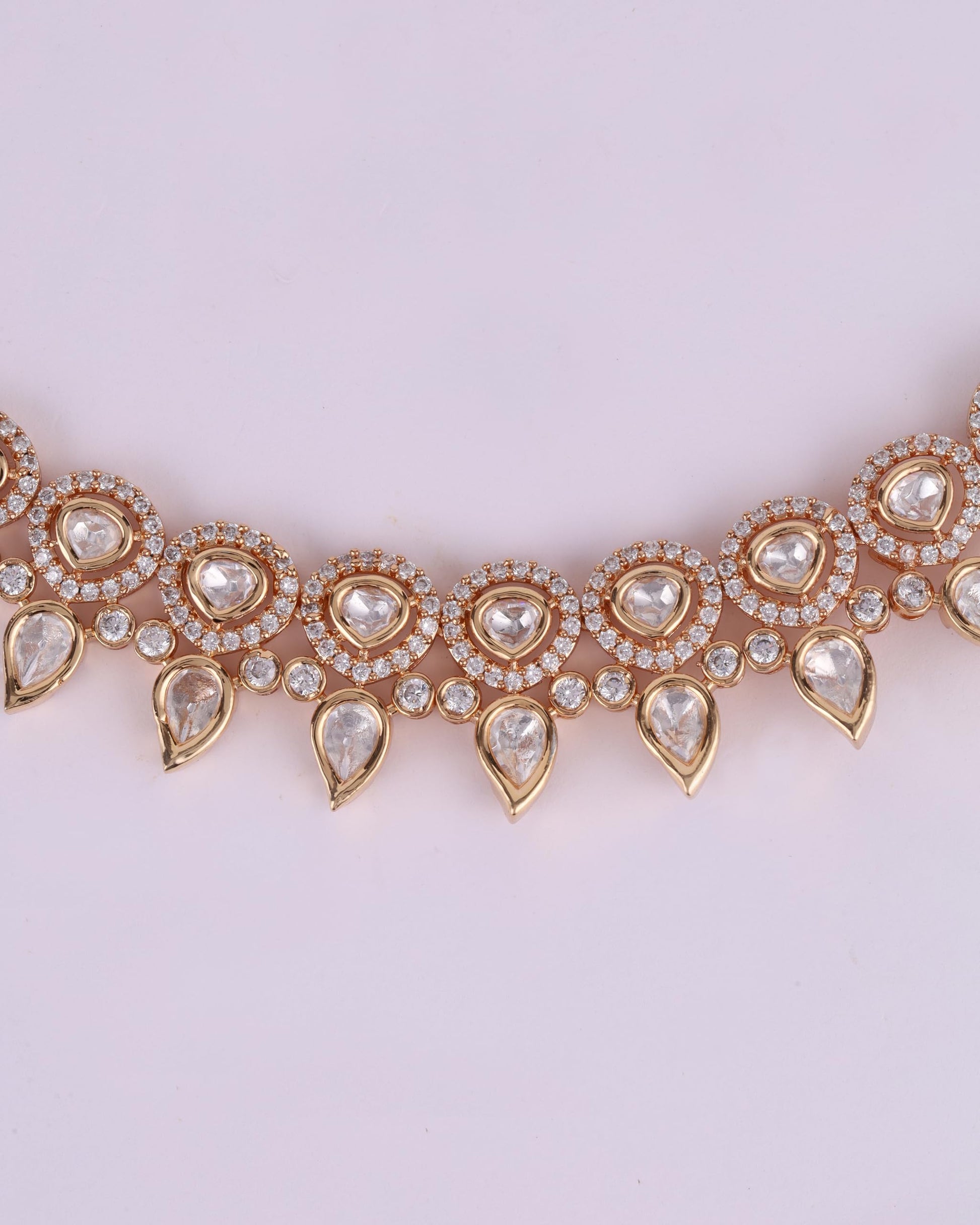 Saloni Fashion Jewellery Lovely Paisley and Round Shape Uncut Kundan Stone Antique Gold Plated Brass Choker Necklace Set with Maang Tikkka For Women and Girls