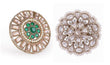 Saloni Fashion Jewellery Round Design Green and Grey Stone Gold Plated Set of 2 Combo Brass Adjustable Finger Ring For Women - view 2