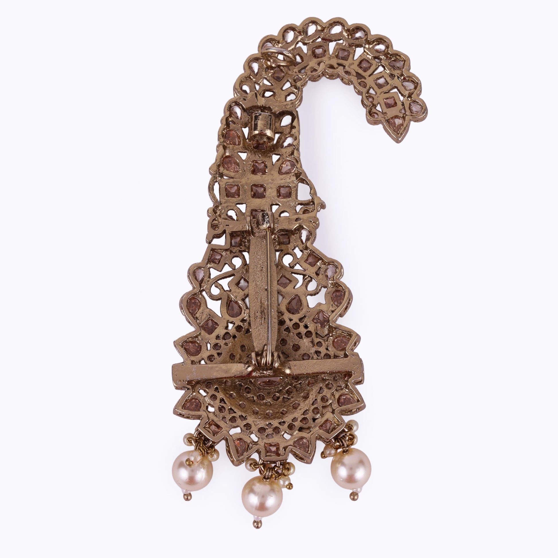 Saloni Fashion Jewellery Traditional Glimmery Round and Oval Shape Gold Plated Pagdi Wedding Safa kalgi For Groom