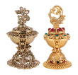 Saloni Fashion Jewellery Traditional Flower and Peacock Design Gold Plated Brass Set of 2 Combo Sindoor Dani/Dibbi For Women - view 2