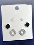 Saloni Fashion Jewellery Modish Circle Shape CZ Brass Silver Plated Set of 3 Combo Stud Earring For Women and Girls