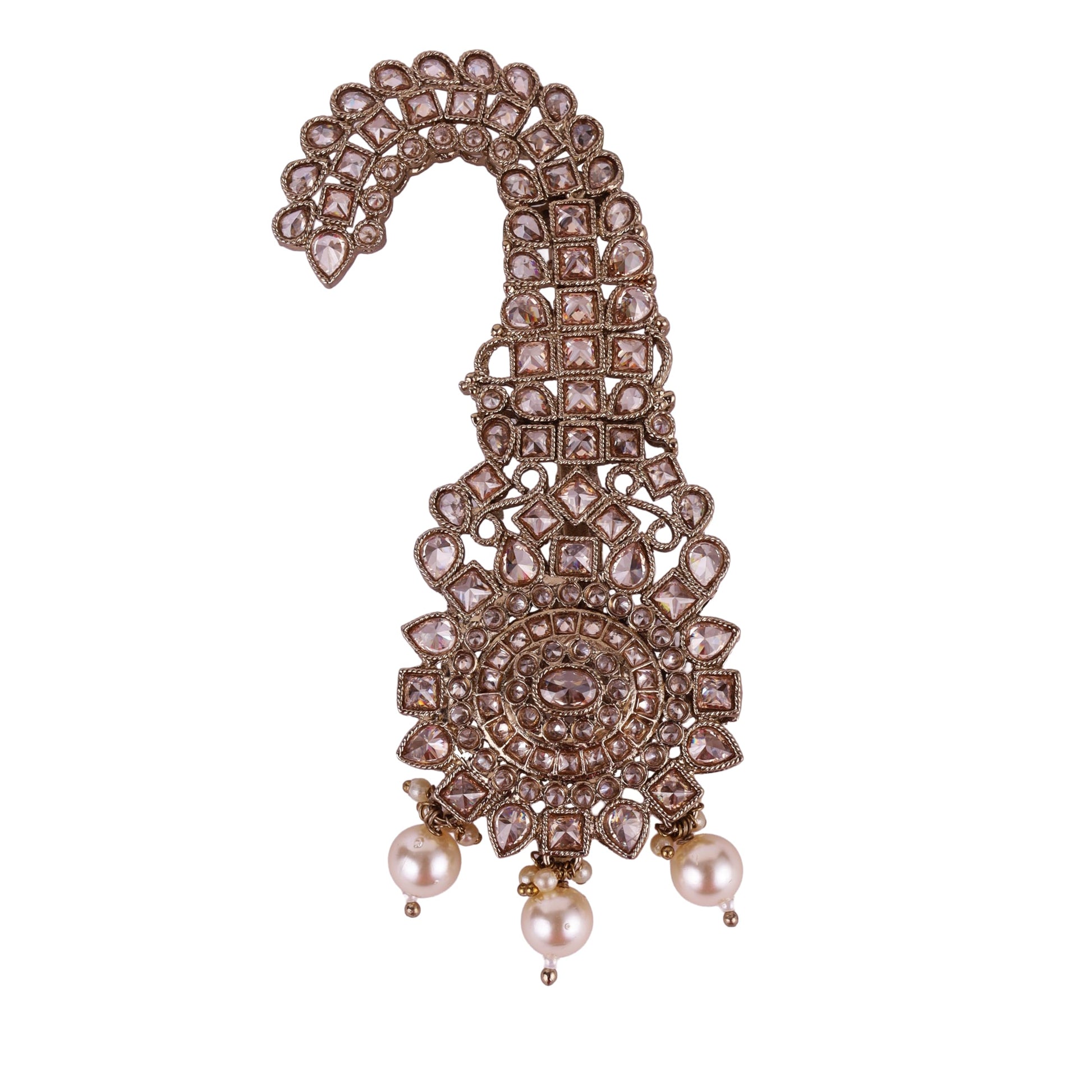 Saloni Fashion Jewellery Traditional Glimmery Round and Oval Shape Gold Plated Pagdi Wedding Safa kalgi For Groom