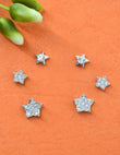 Saloni Fashion Jewellery Star Design CZ Brass Silver Plated Set of 3 Combo Stud Earring For Women and Girls